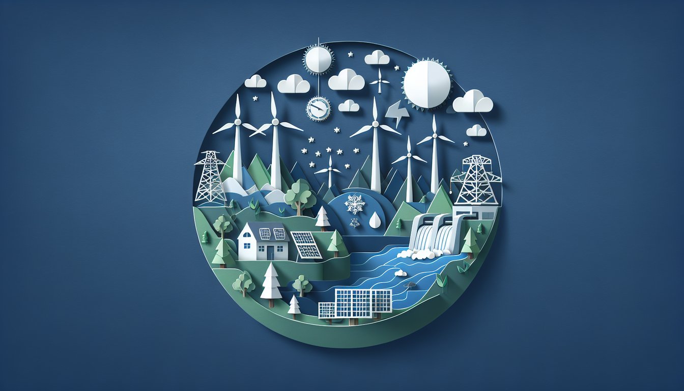 Colorful paper art depicting elements of renewable energy for a knowledge assessment quiz