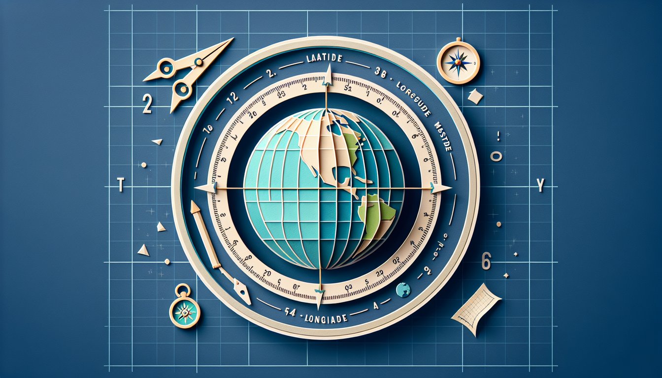 Paper art representing a high school geography quiz on latitude and longitude mastery.