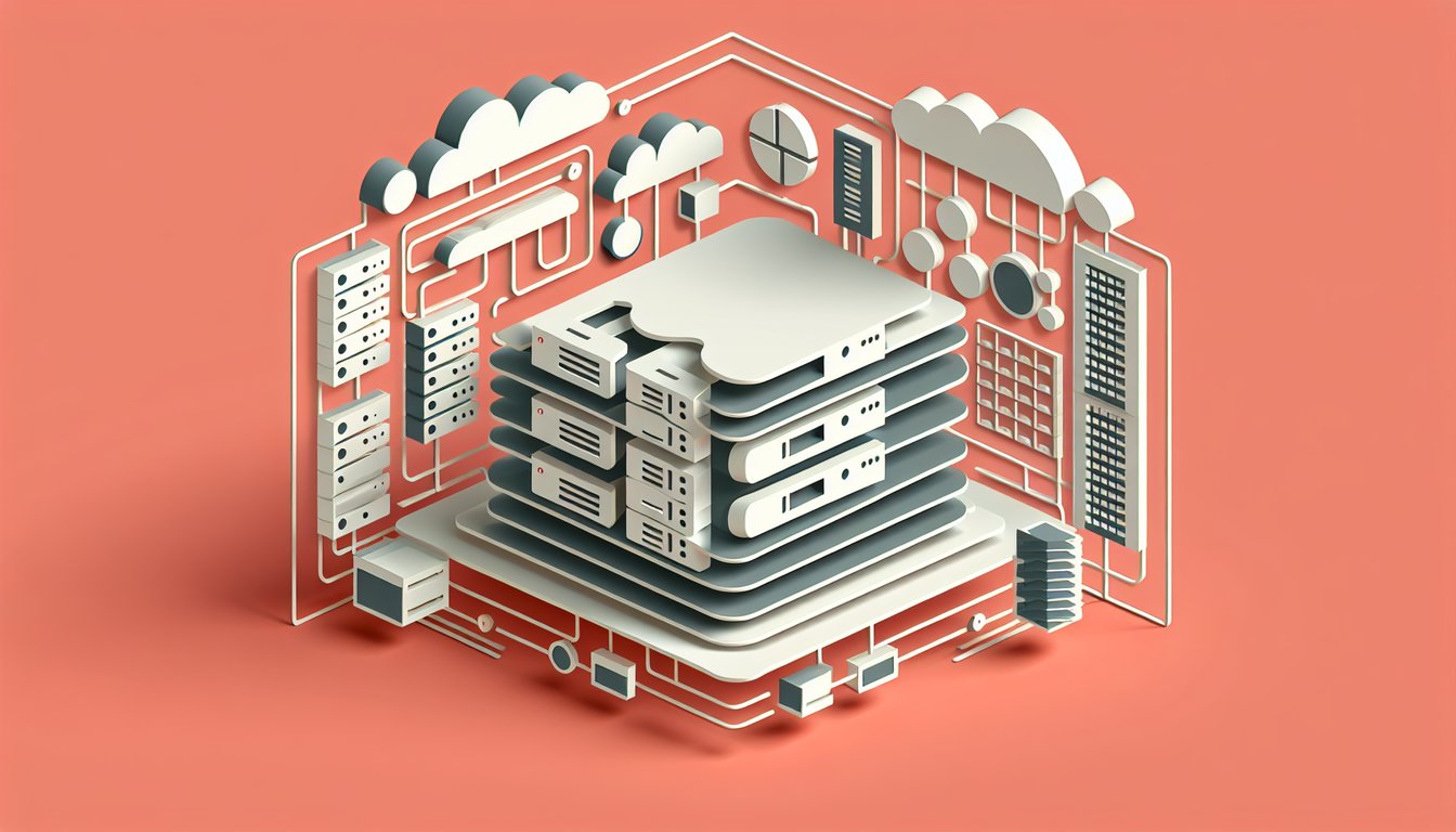 Paper art illustration for Windows Server Active Directory quiz on a coral background