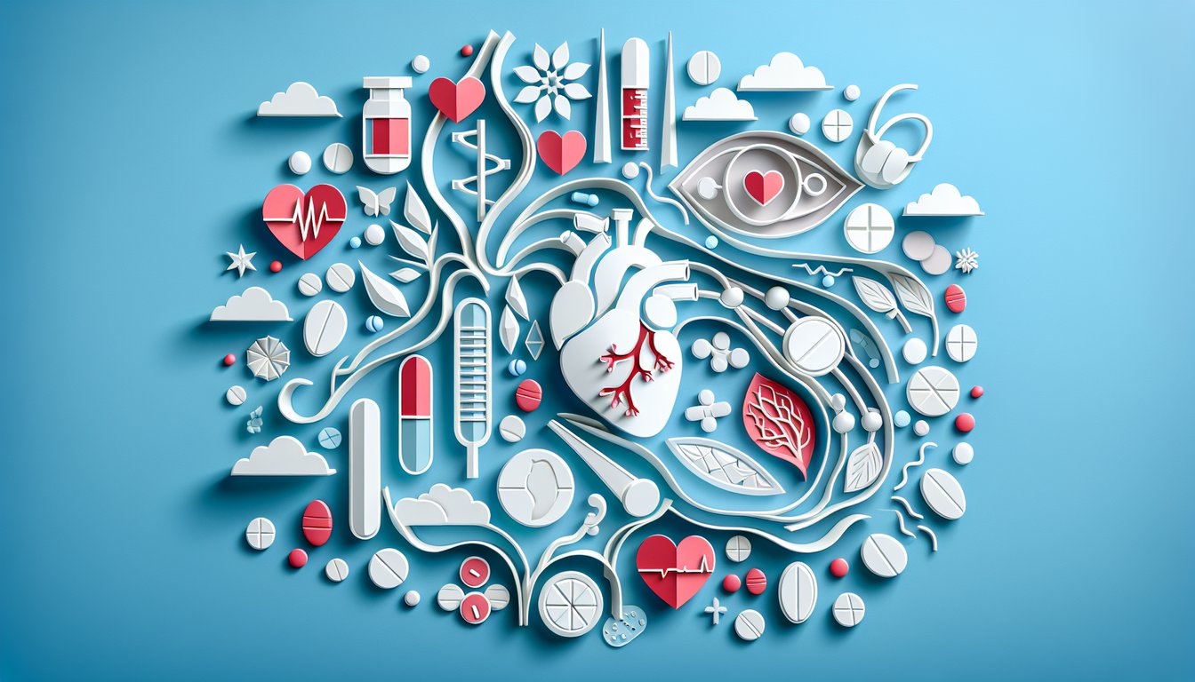Paper art heart and blood vessels on sky blue background with free Pharmacology Made Easy cardiovascular quiz challenge