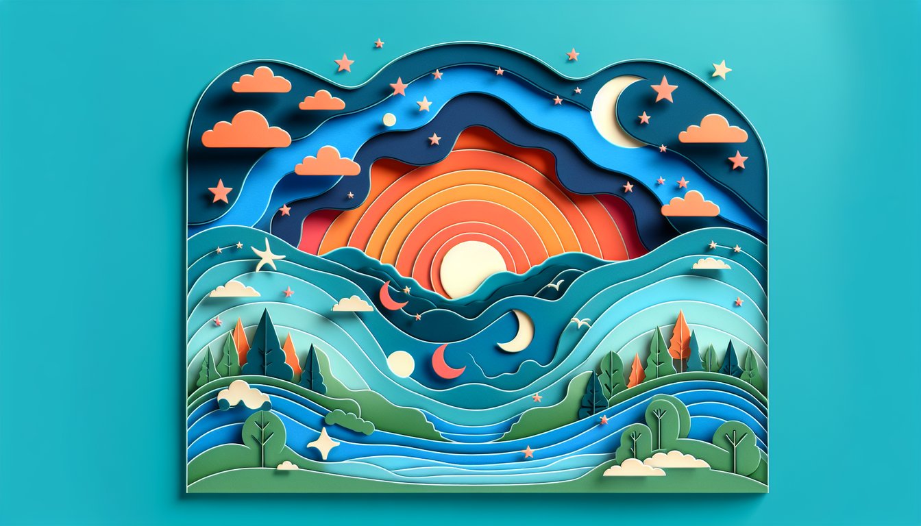 Paper cut illustration of an early bird and night owl on a teal background representing a sleep pattern quiz