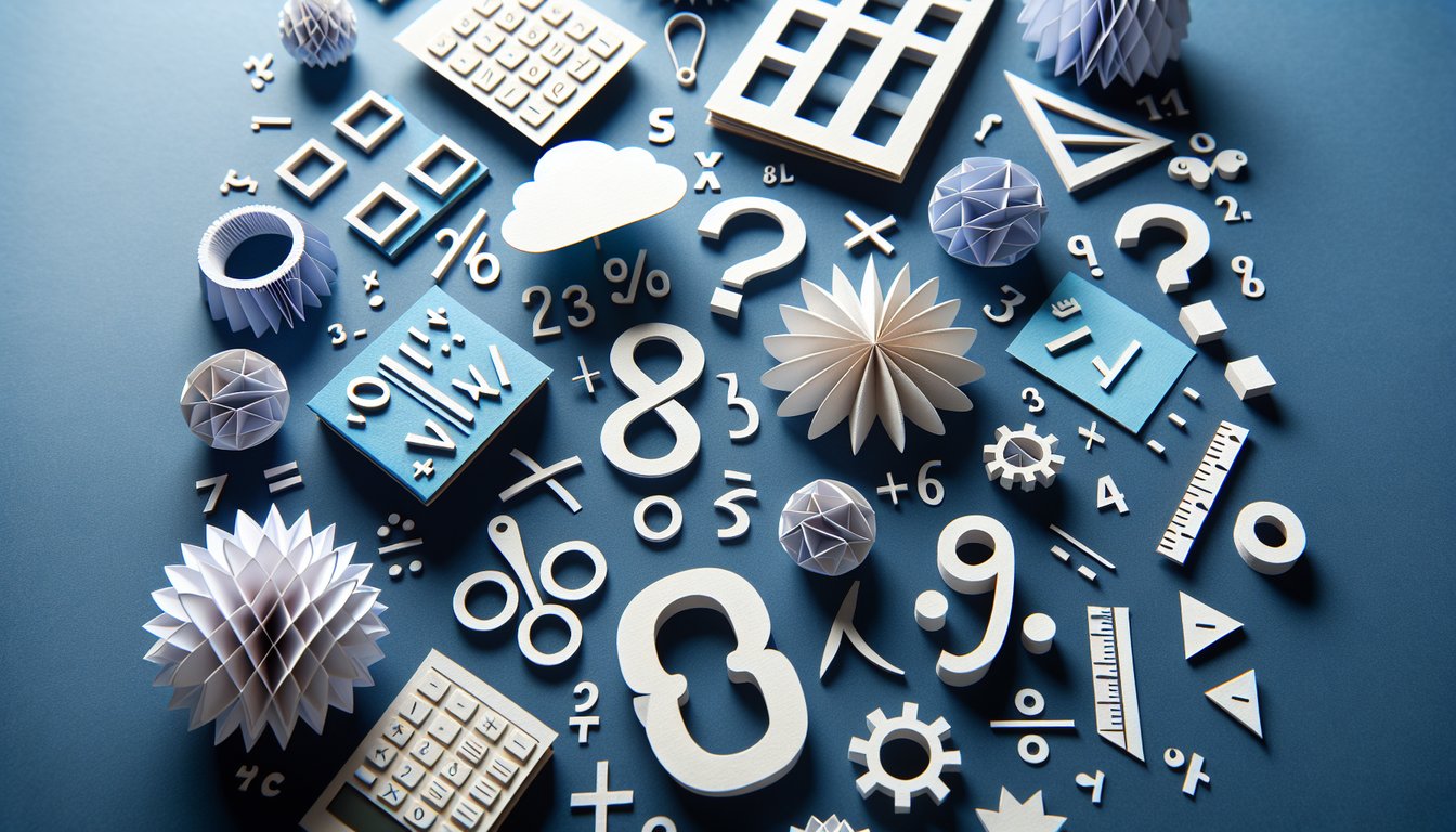 Colorful paper art promoting The Scientific Notation Challenge, a high school math quiz.