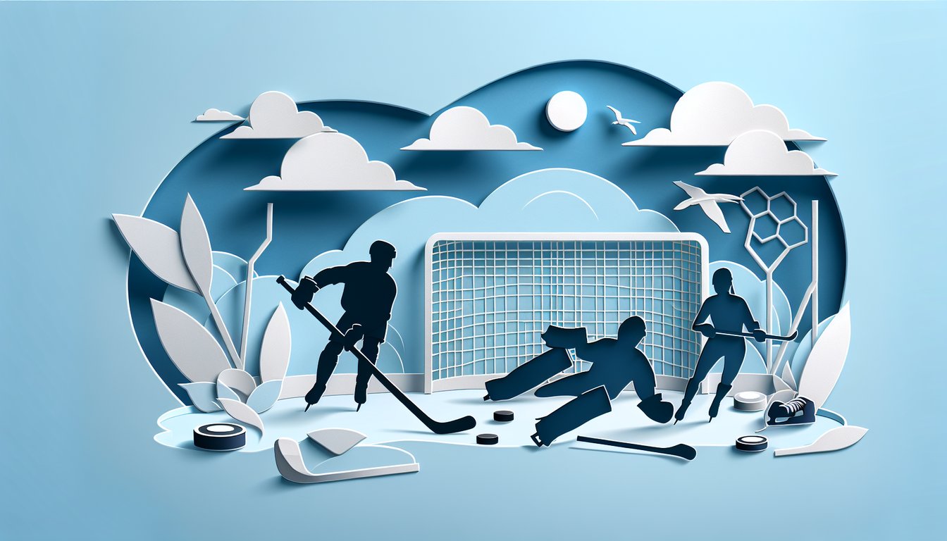 Paper art hockey silhouettes in Bruins colors on sky blue background quiz challenges roster knowledge