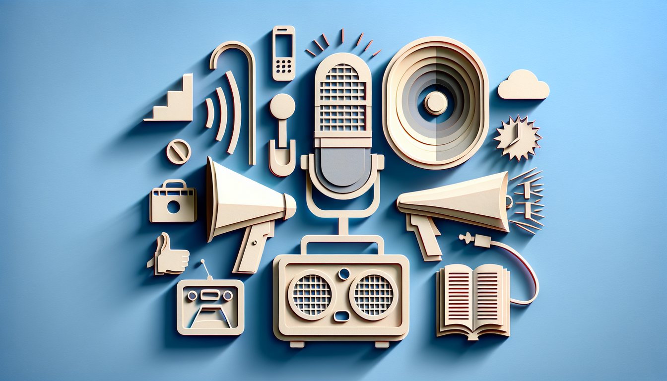 Paper art illustration for Loud Personality quiz on sky blue background