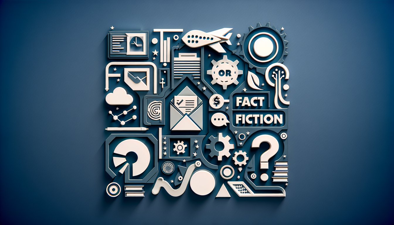 Paper art question mark and book float on dark blue background with fact or fiction quiz theme