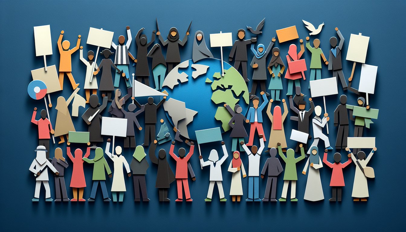 3D voxel art symbolizing the Global Social Movements course