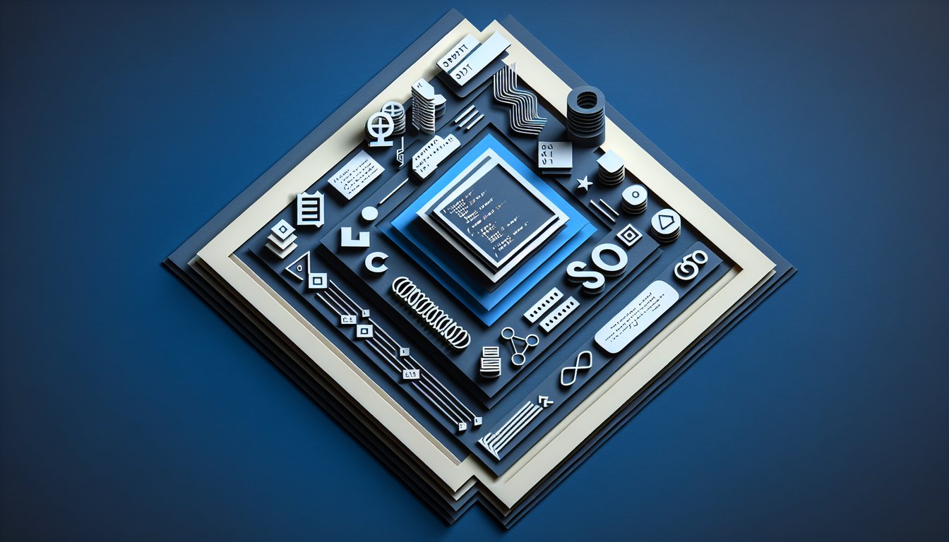 Paper art illustration for C language quiz featuring code snippets pointers loops data types on dark blue background.