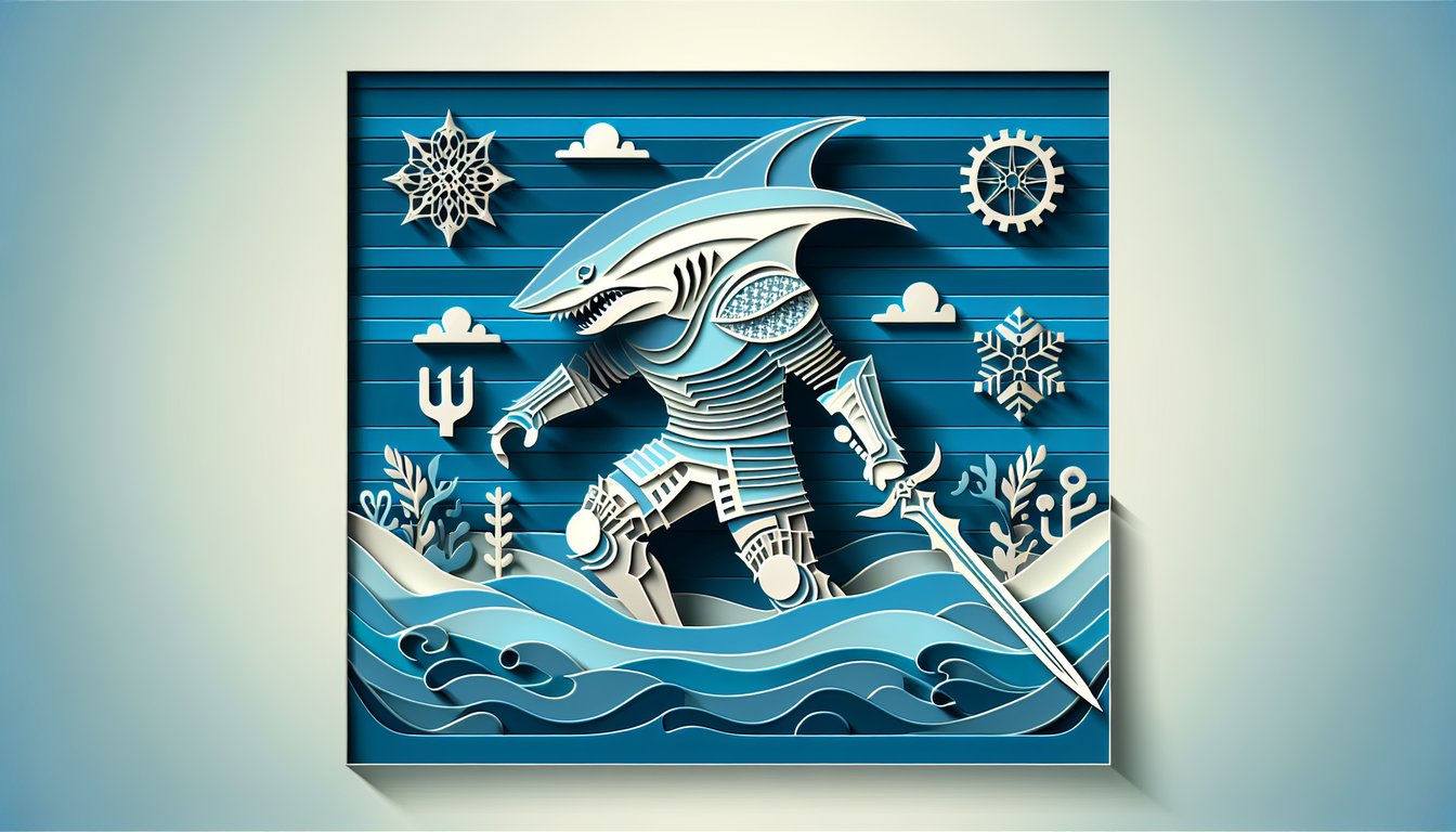 Paper art of Naruto foe Kisame inviting quiz challenge free trivia on his age abilities backstory on sky blue background