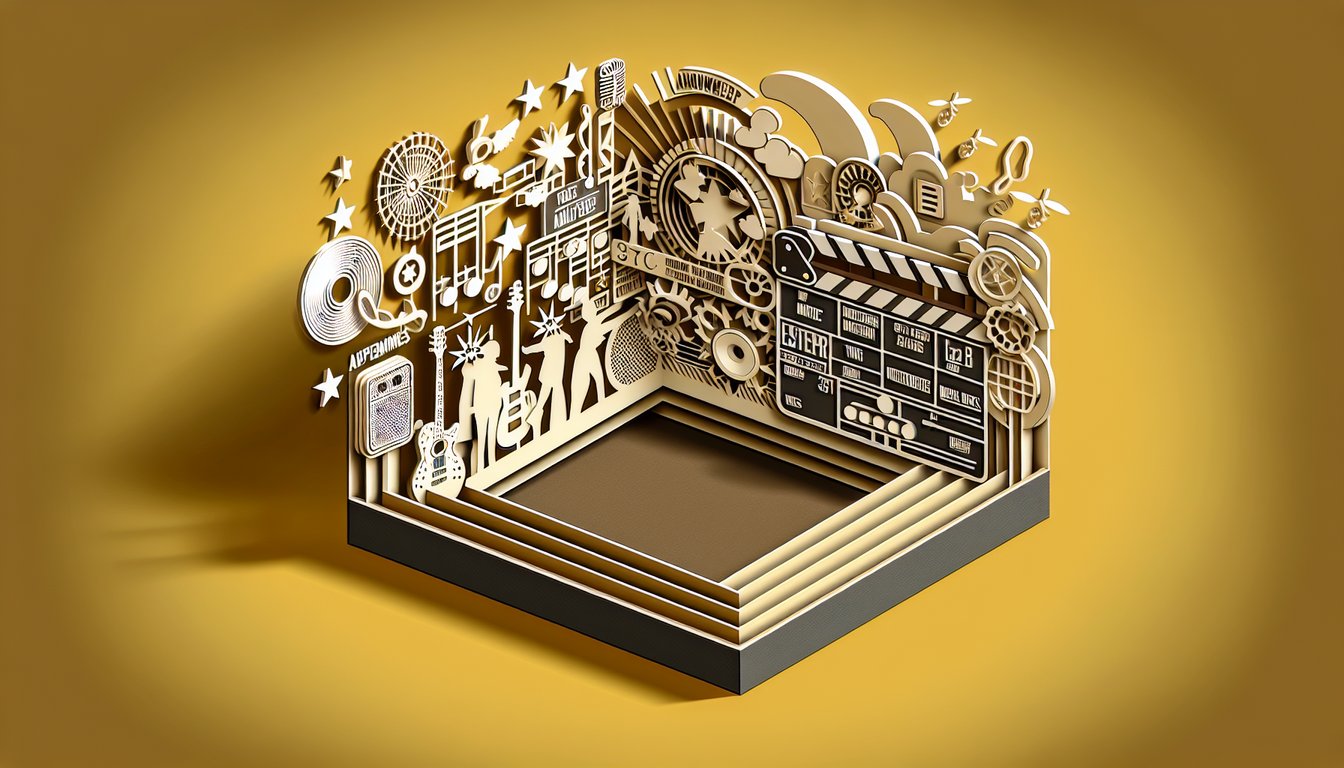 Paper art style quiz banner featuring NCT Dream letters and trivia icons on golden yellow background.