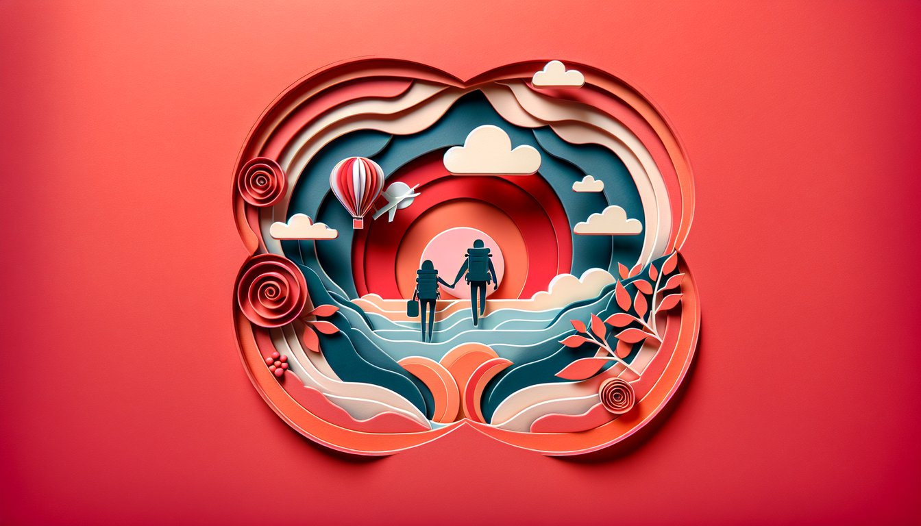 Paper art heart and quiz text reading I Am Ready For Love on coral background inviting a relationship readiness challenge