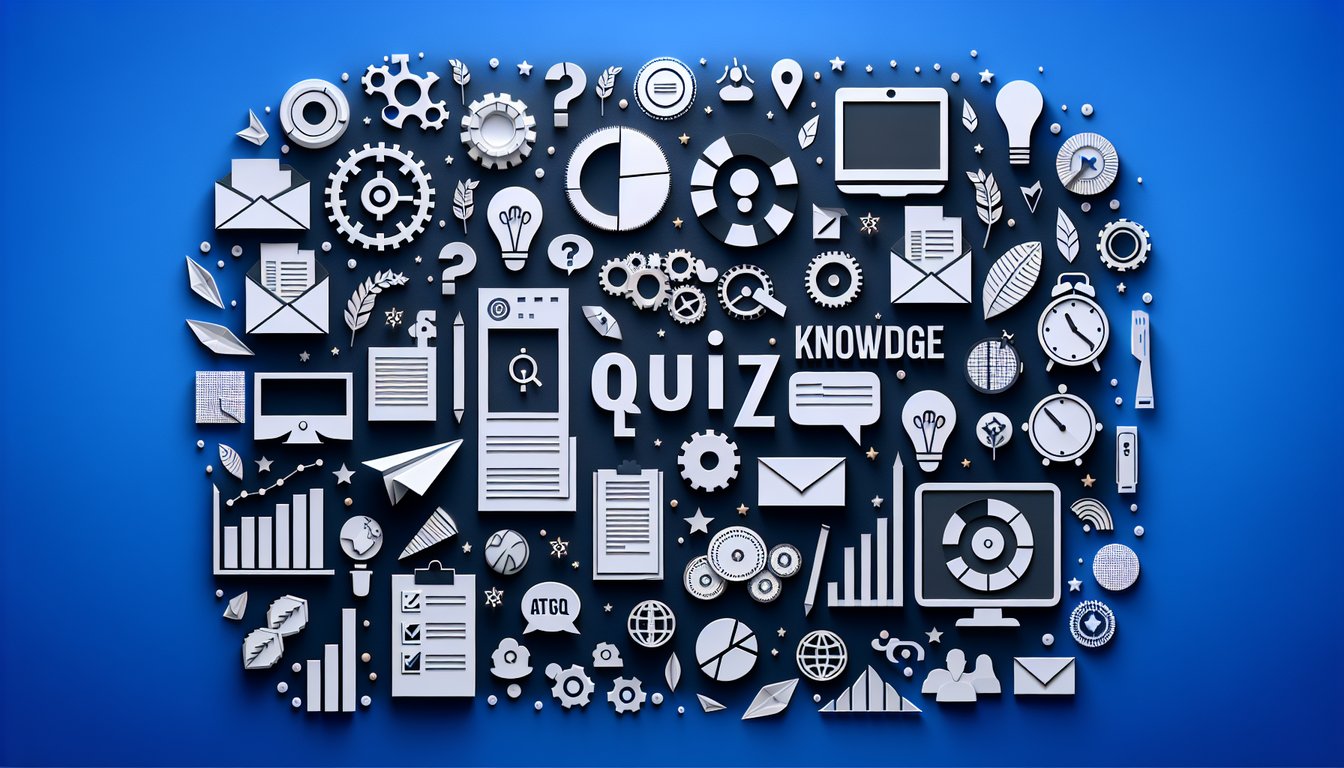 Colorful paper art depicting elements related to Corporate Company Knowledge Quiz