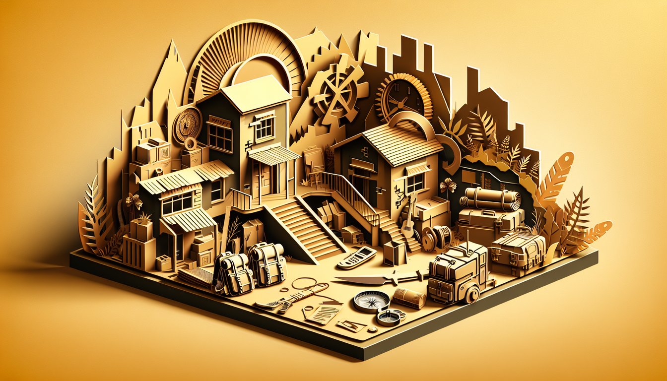 Paper art showing walker silhouettes around quiz title for a Walking Dead personality quiz on golden yellow background