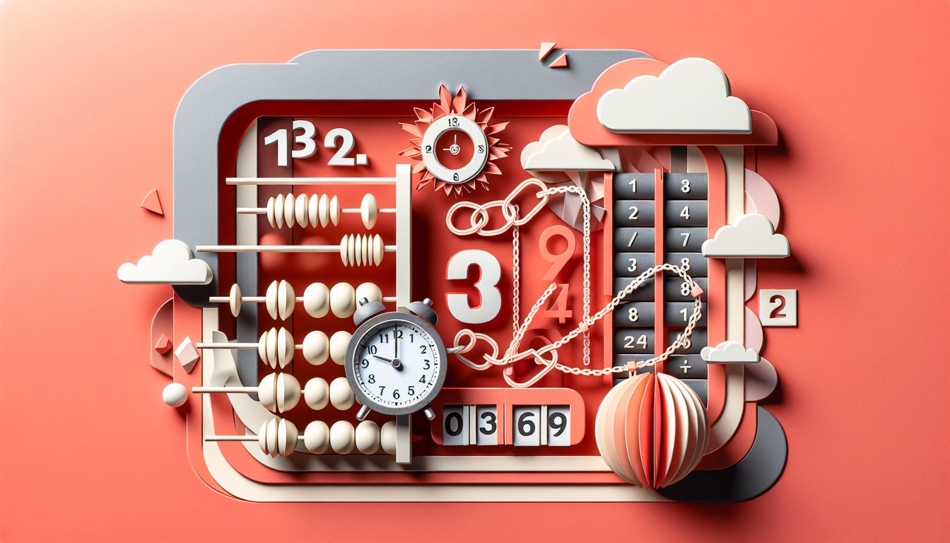 Paper art style coral quiz background showing chain links with one weak link math symbols and question mark