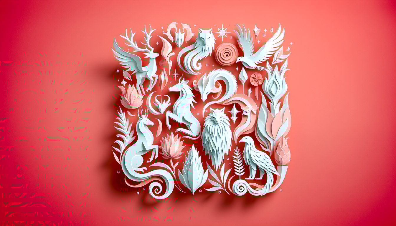 Paper art style quiz graphic showing glowing Harry Potter Patronus stag silhouette wand light swirls on coral background.
