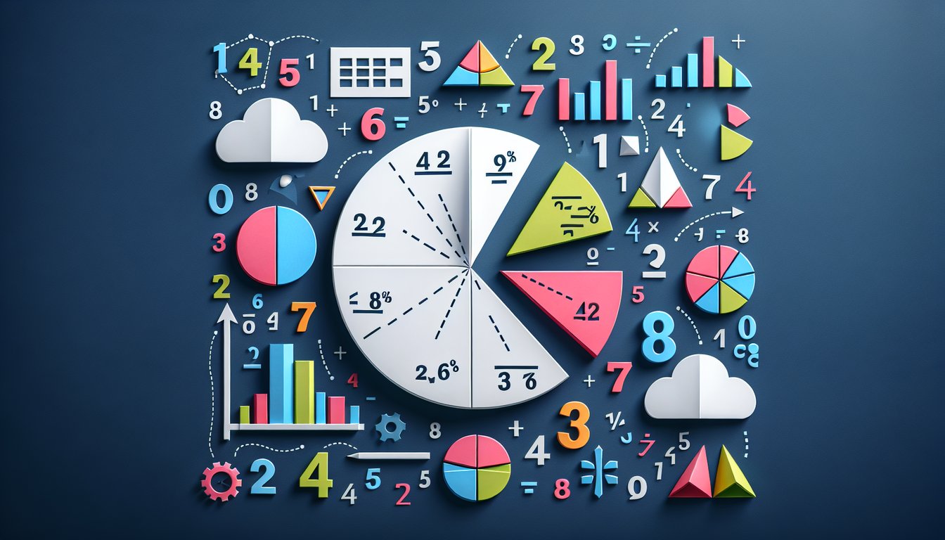 Colorful paper art promoting Fraction Frenzy, an interactive math quiz for elementary students.