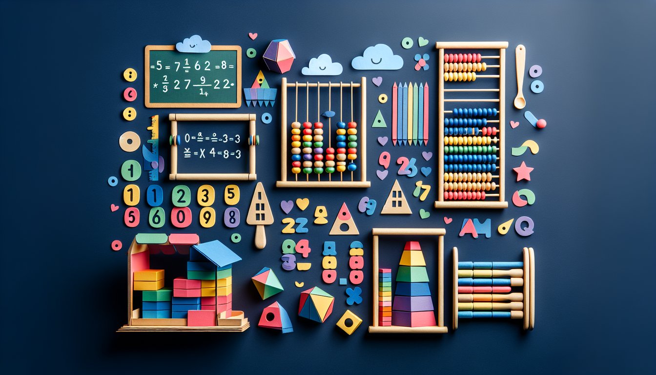 Colorful paper art depicting elements related to a quiz on Early Math Skills Assessment.