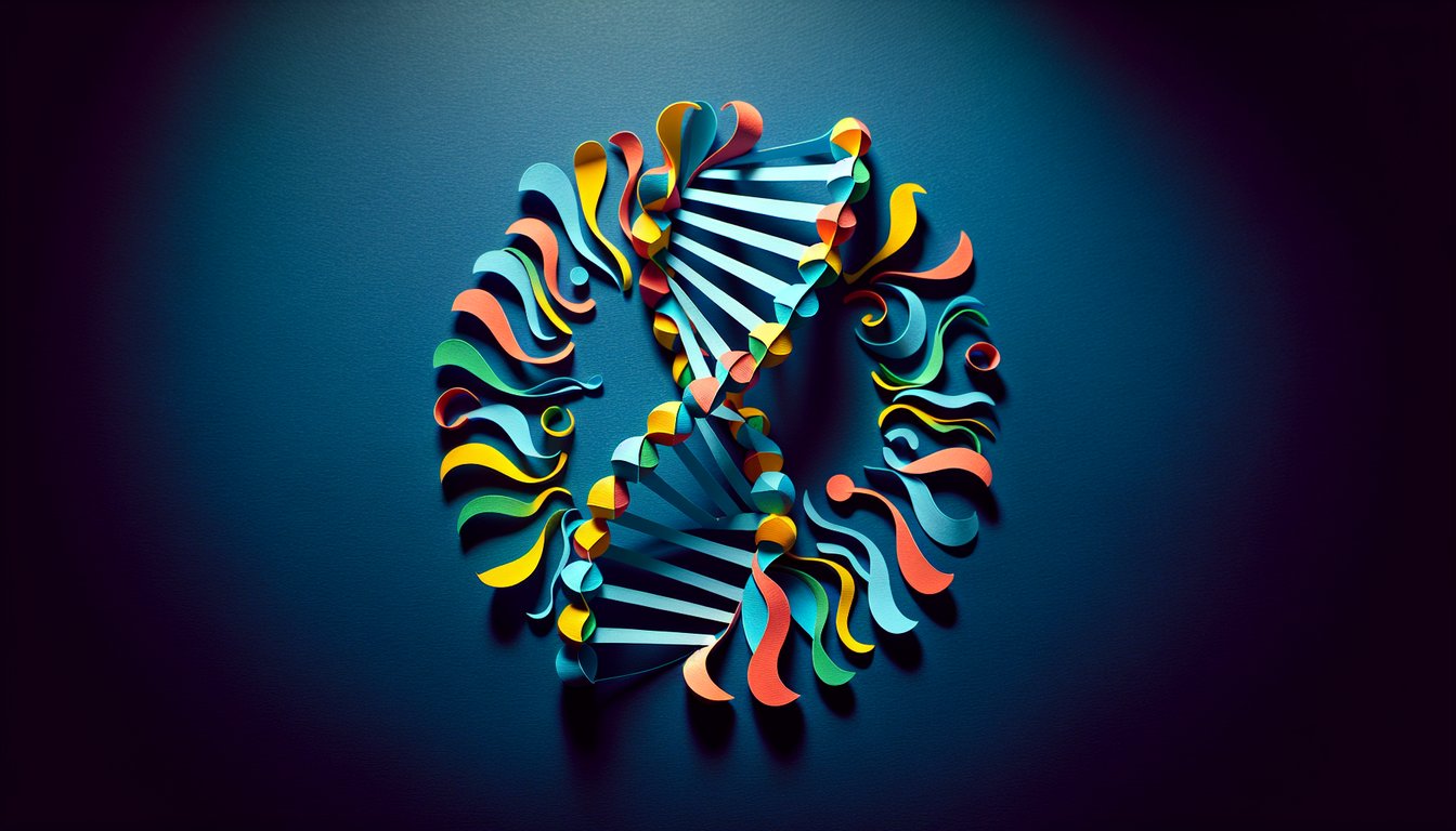 Paper art representing a trivia quiz on decoding DNA structure for high school students.