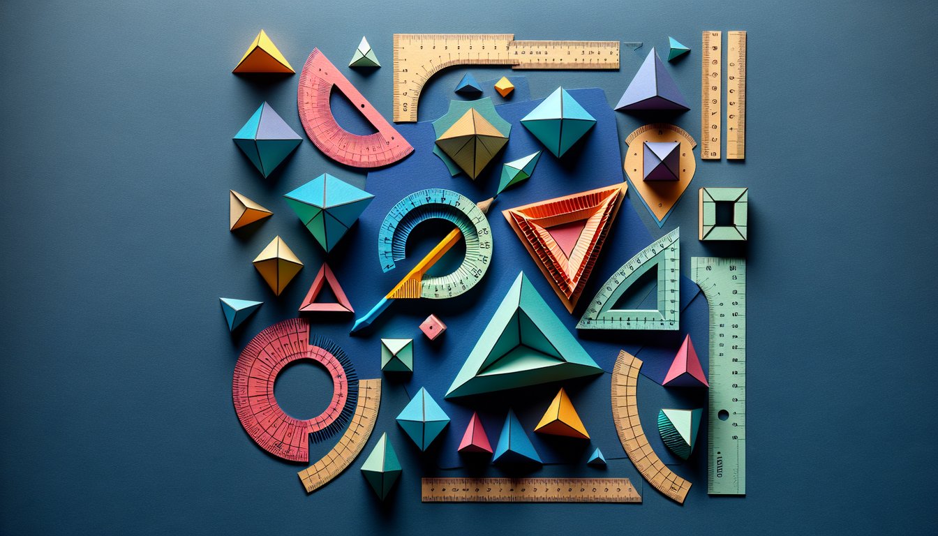 Paper art promoting The Trapezoid Truth Test, a dynamic geometry quiz for high school students.