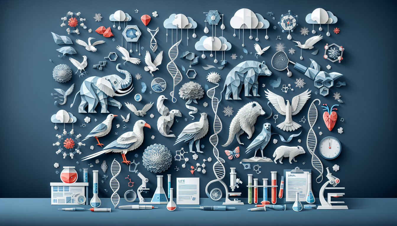 3D voxel art illustrating concepts from Life With Animals and Biotech course