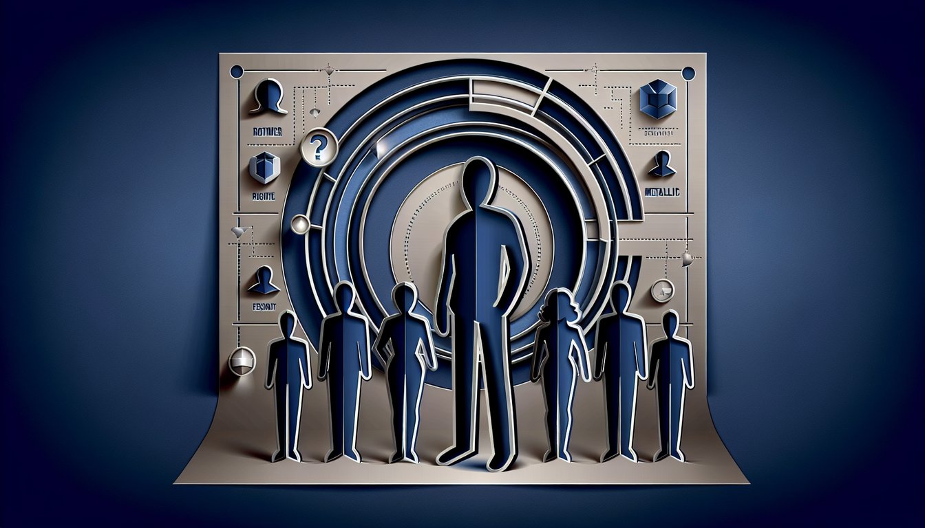 Paper art collage showcasing Metallic Rouge Series quiz title and call to discover your character on dark blue backdrop