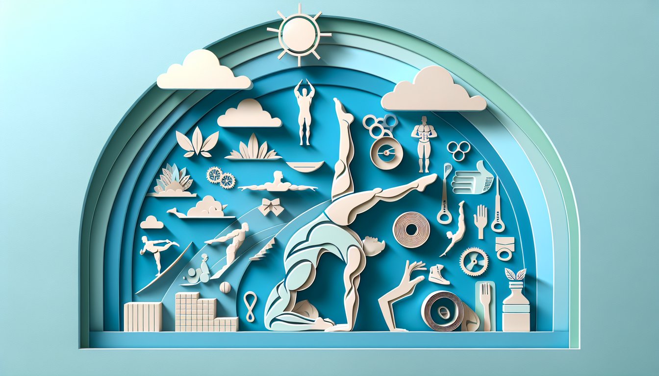Paper art illustration for flexibility knowledge quiz on sky blue background