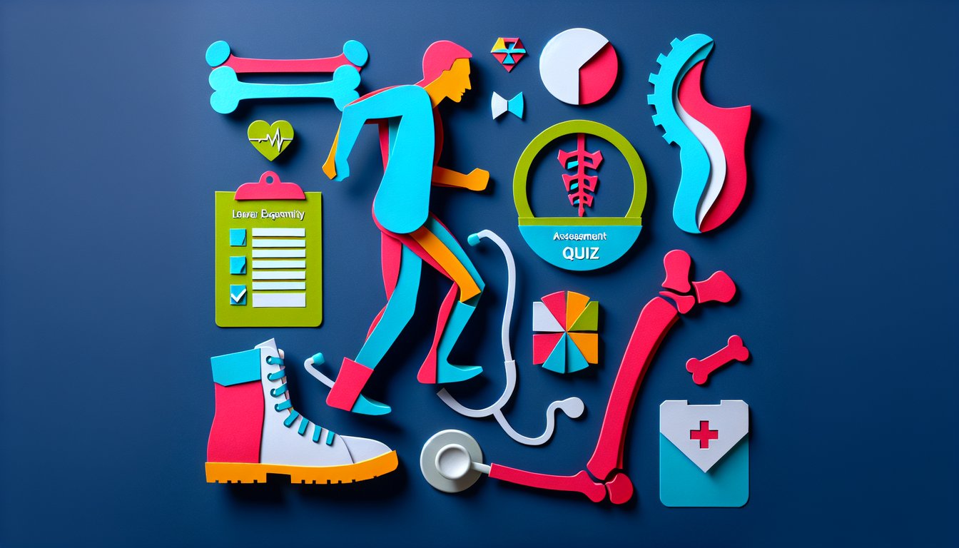 Colorful paper art depicting elements related to Lower Extremity Assessment Quiz
