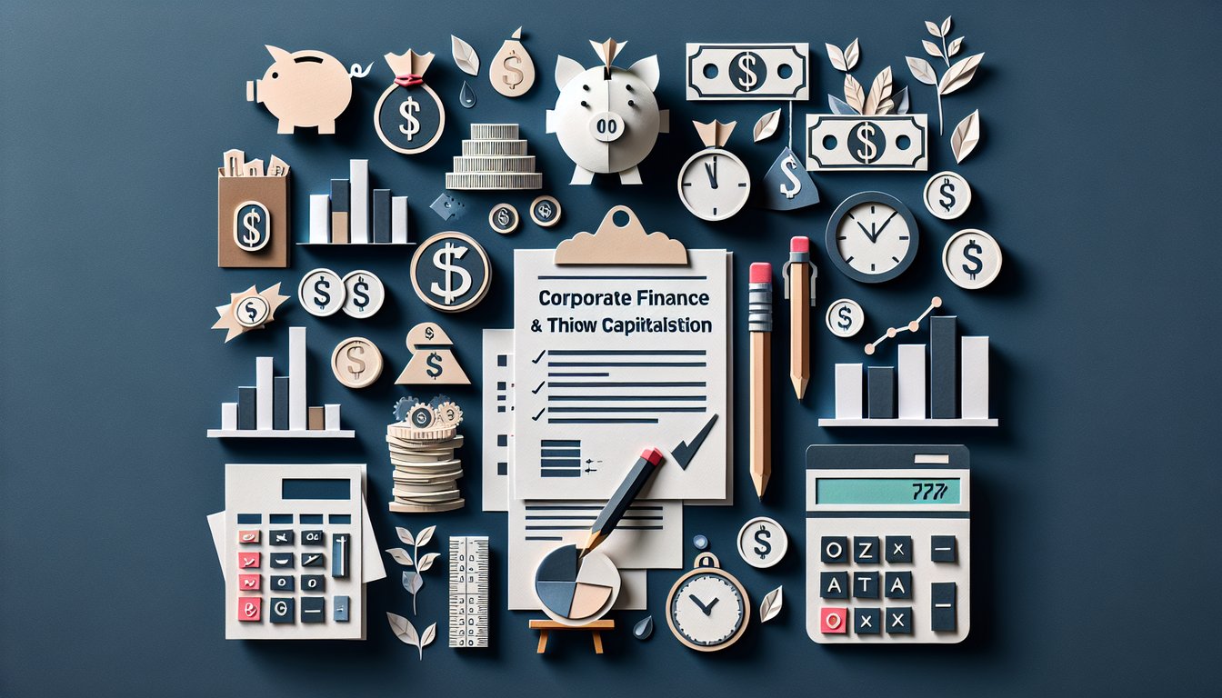 Colorful paper art depicting a trivia quiz on Corporate Finance and Thin Capitalisation knowledge.