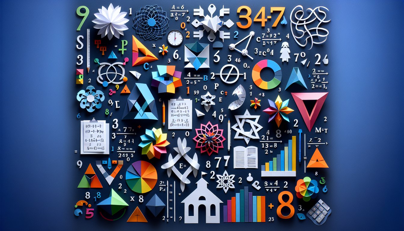 Paper art showcasing a trivia quiz for high school students to assess mathematical concepts.