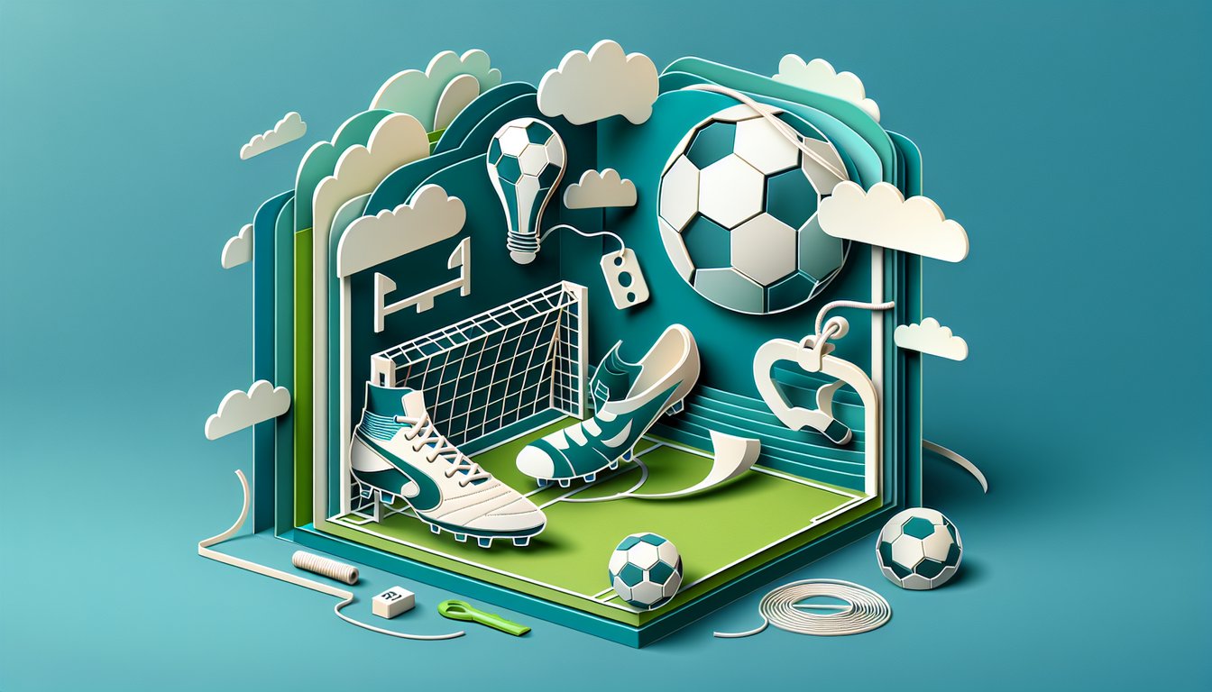 Paper art illustration for soccer readiness quiz on a teal background