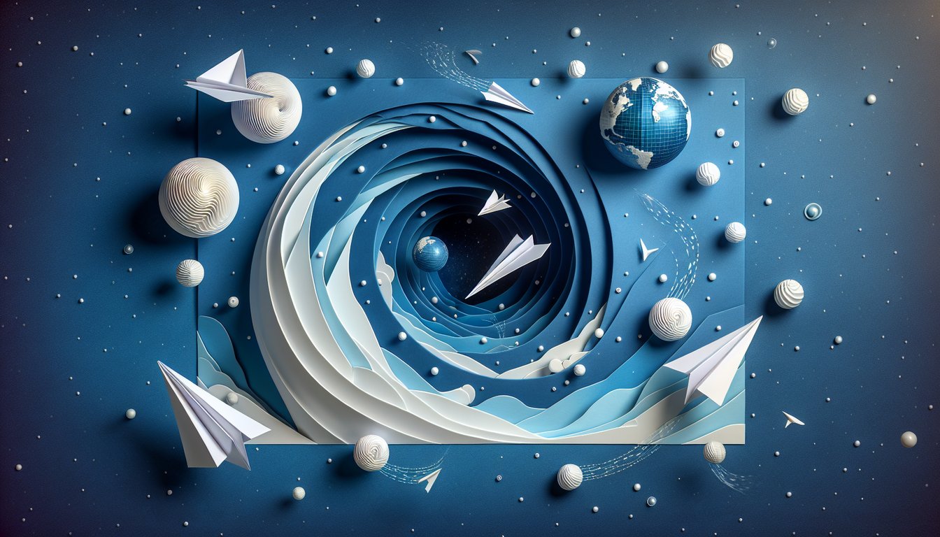 Paper art depicting trivia quiz on Gravity vs Drag for high school physics students.