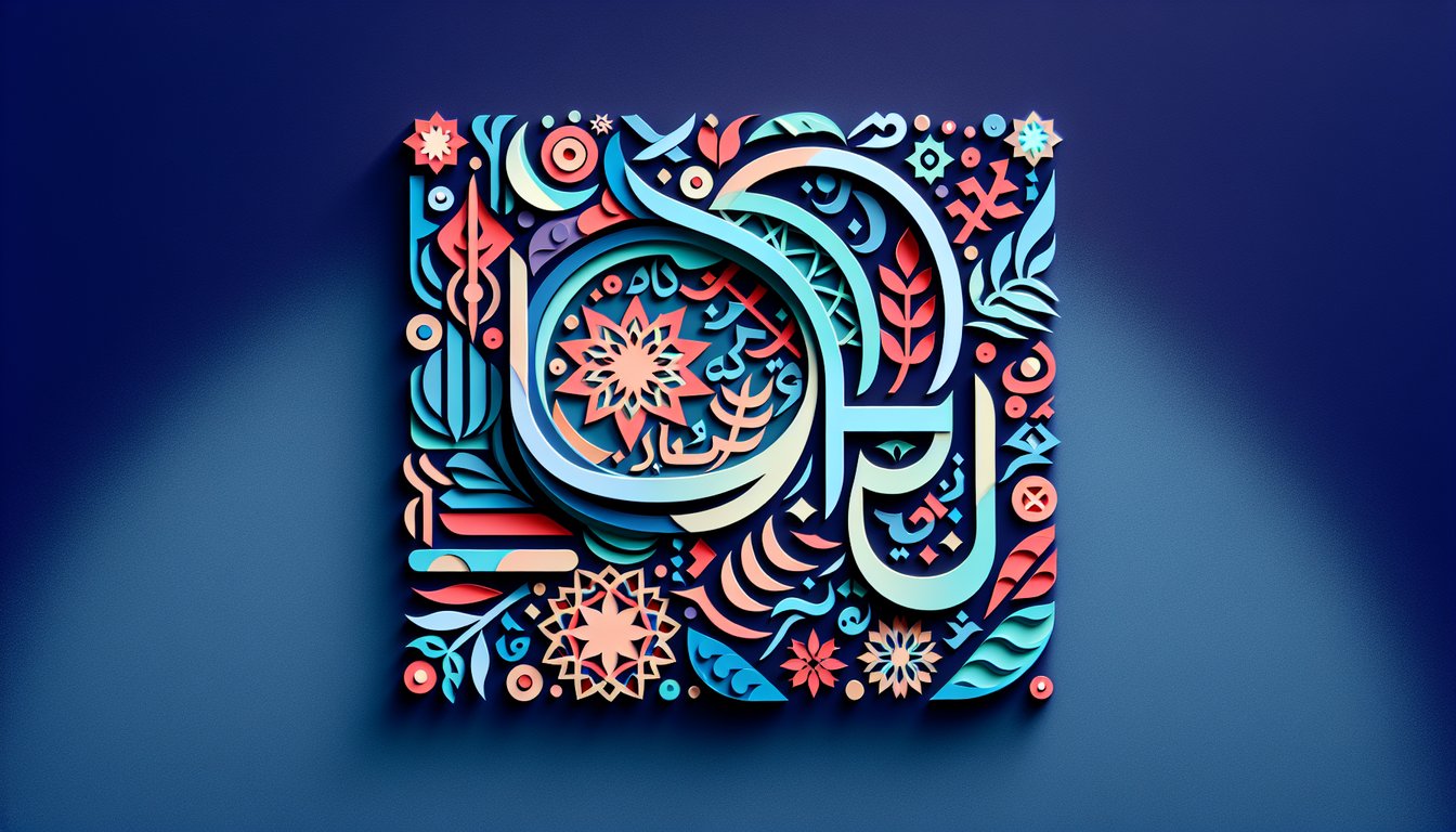 Colorful paper art promoting an Arabic Verb Morphology and Vocabulary Quiz.