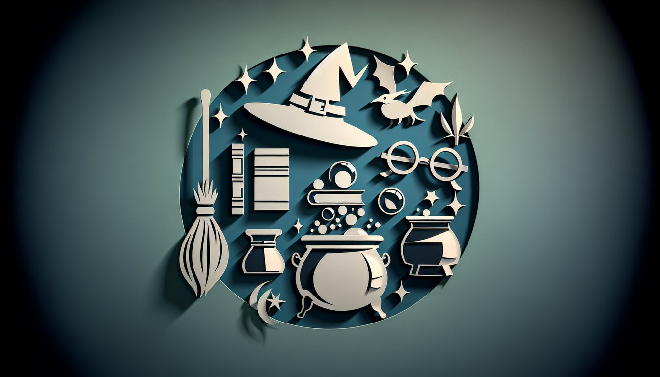 Paper art illustration for Harry Potter soulmate quiz on teal background