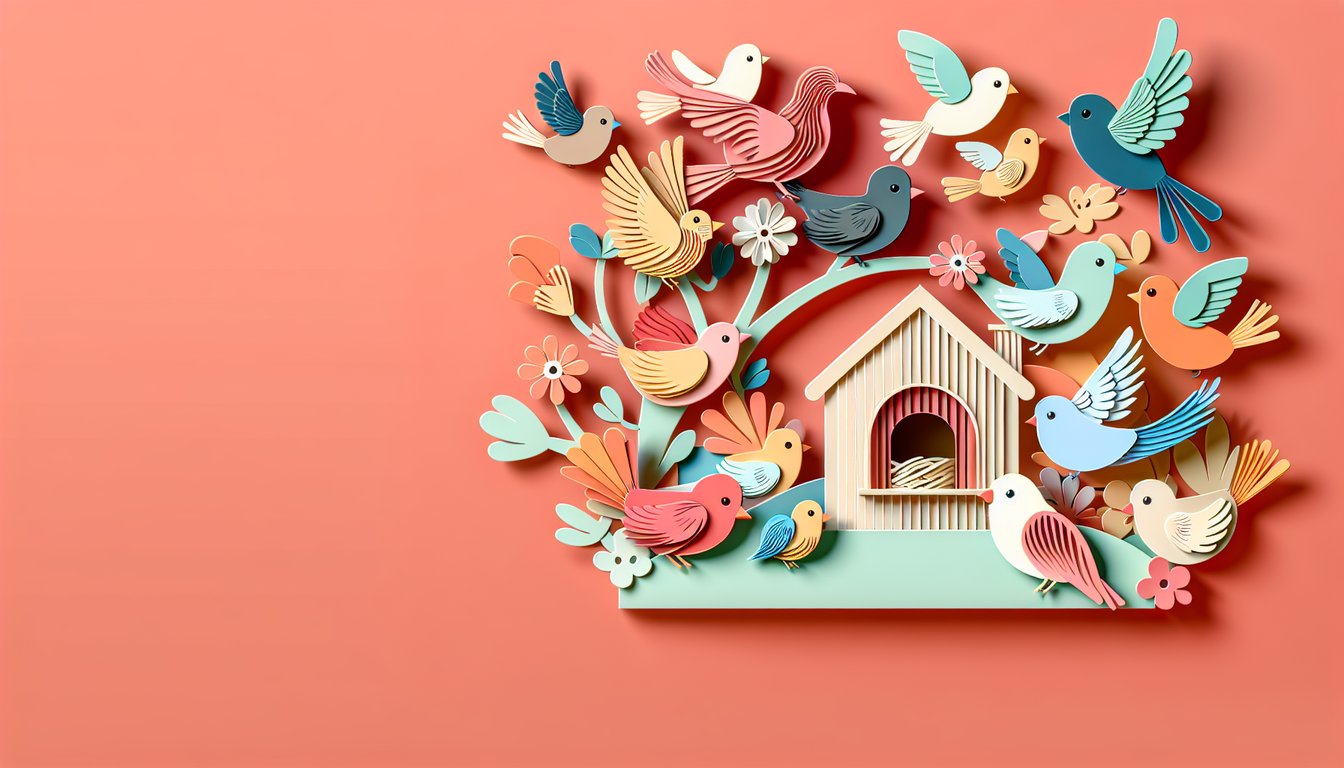paper art bird on coral background invites quiz takers to uncover unique bird name ideas