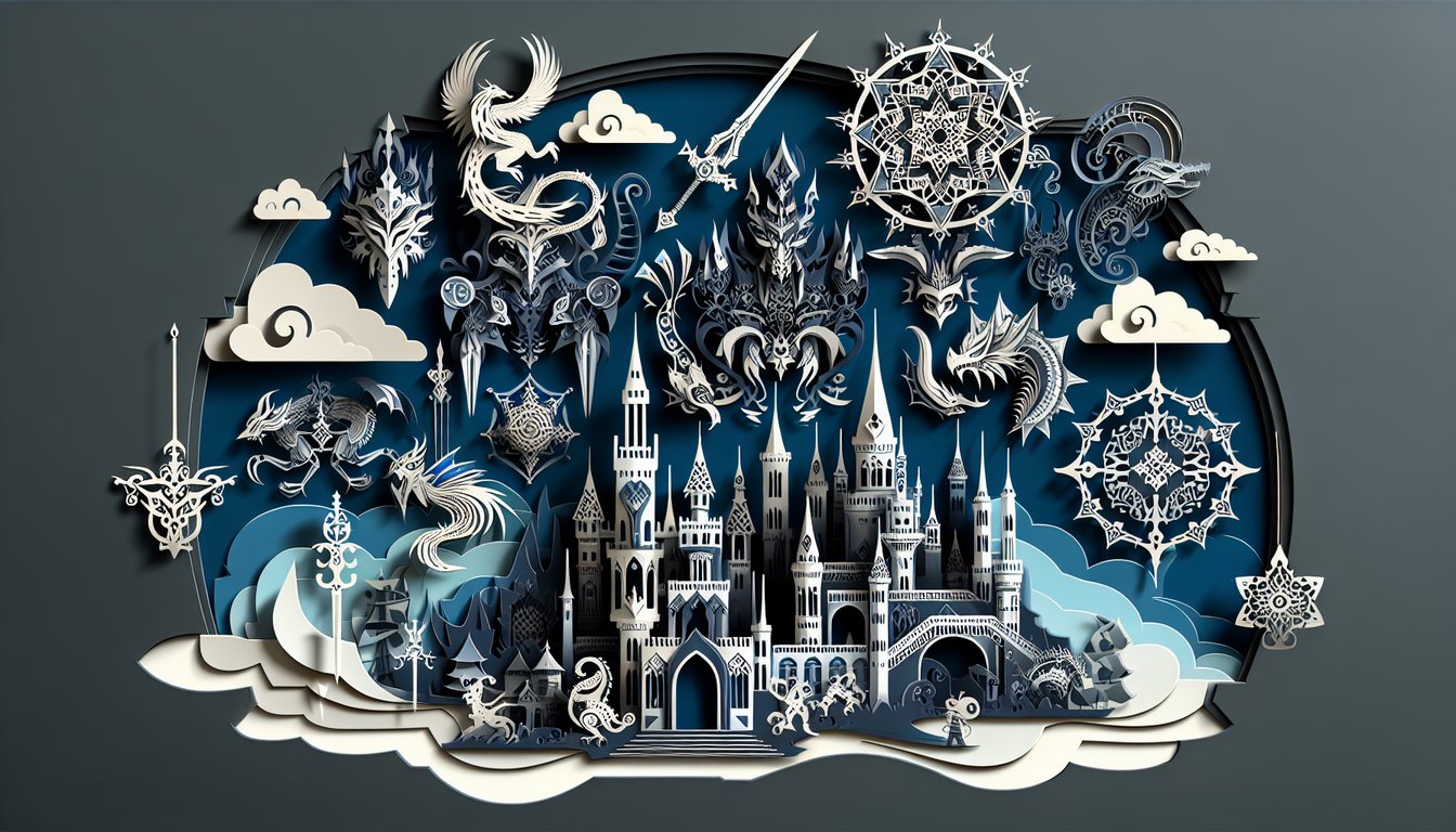 paper art Sword Art Online heroes on dark blue background for free personality quiz revealing your hero alter ego