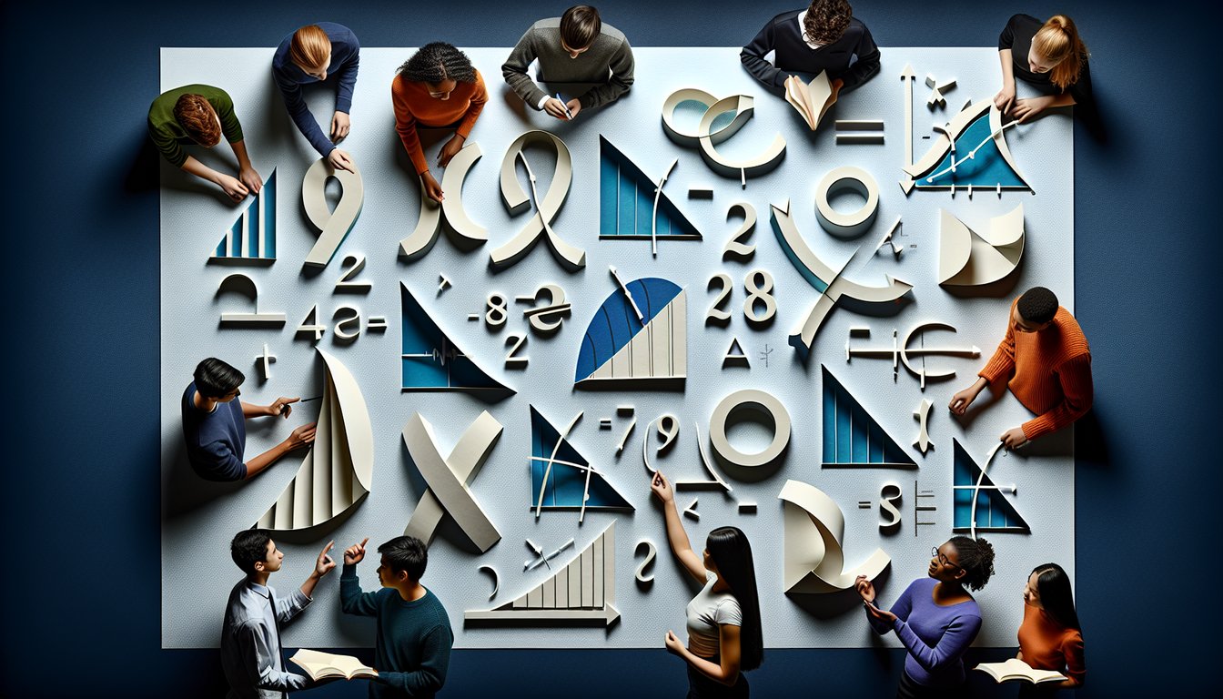 Colorful paper art promoting a Calculus AB Kickoff quiz for high school students.