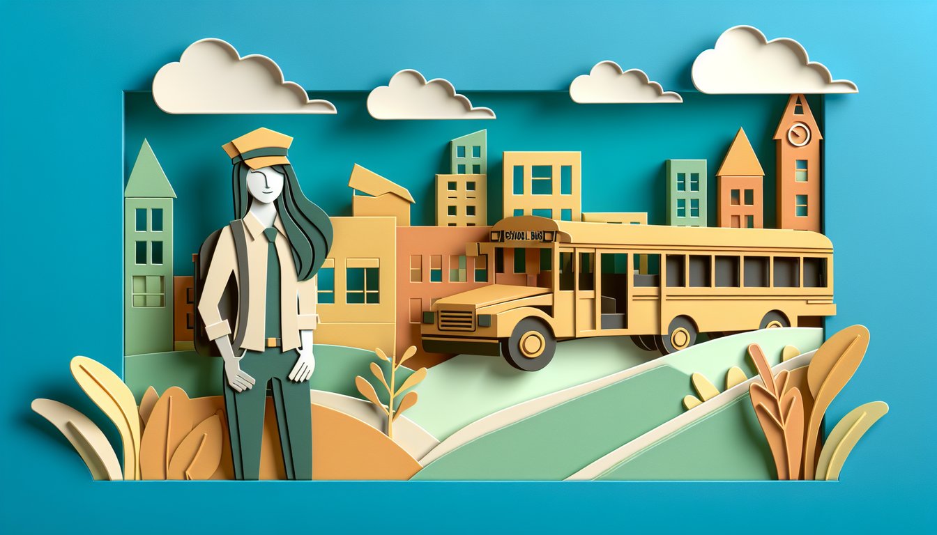 Paper art illustration of Simpsons bus driver Otto Mann on teal background for free trivia quiz