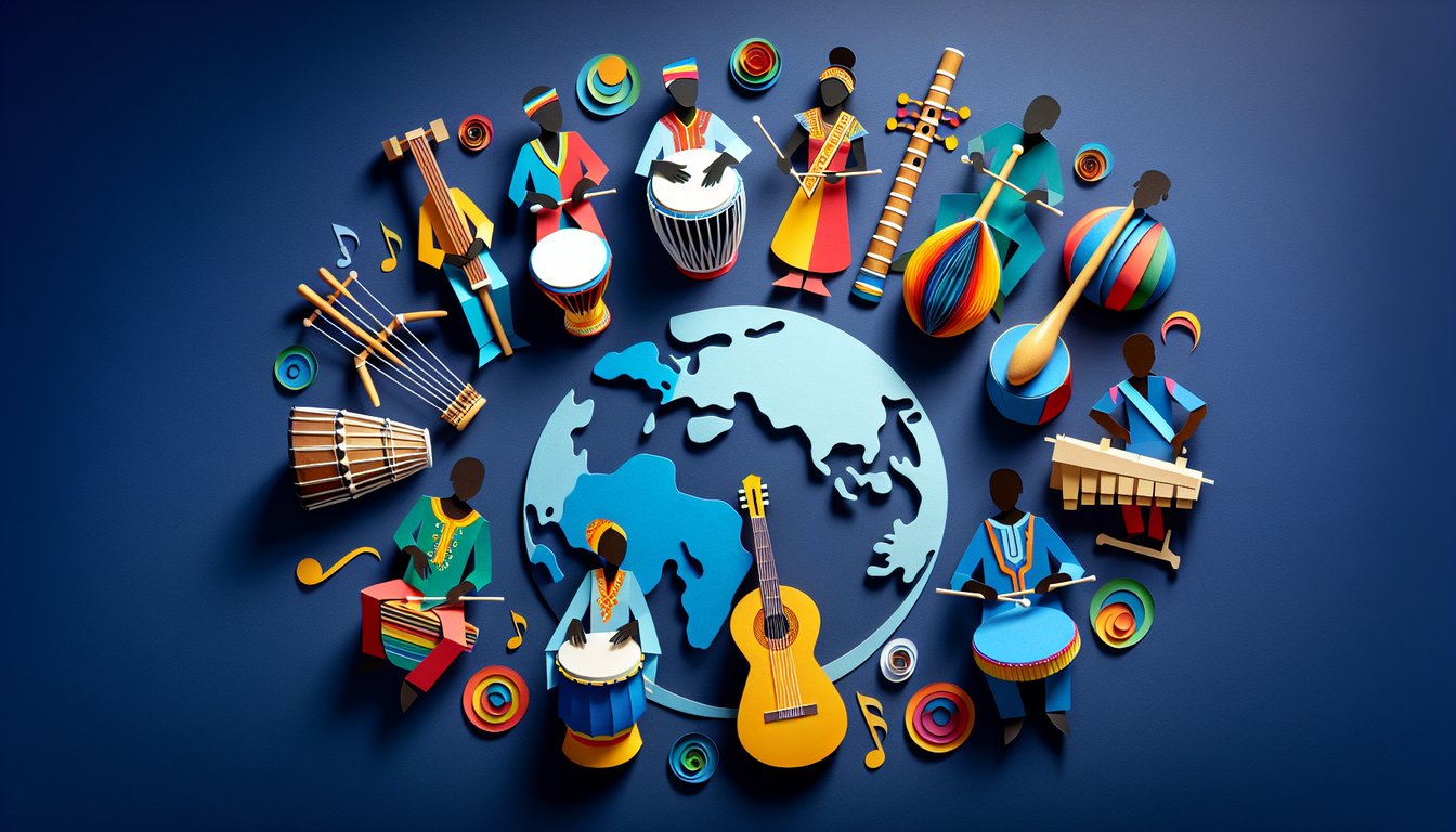 3D voxel art depicting World Music Performance Ensembles course