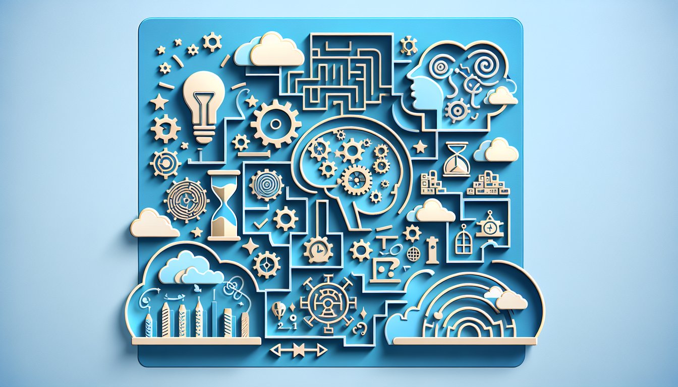 Paper art quiz illustration challenging users to take a free moron test on a sky blue background