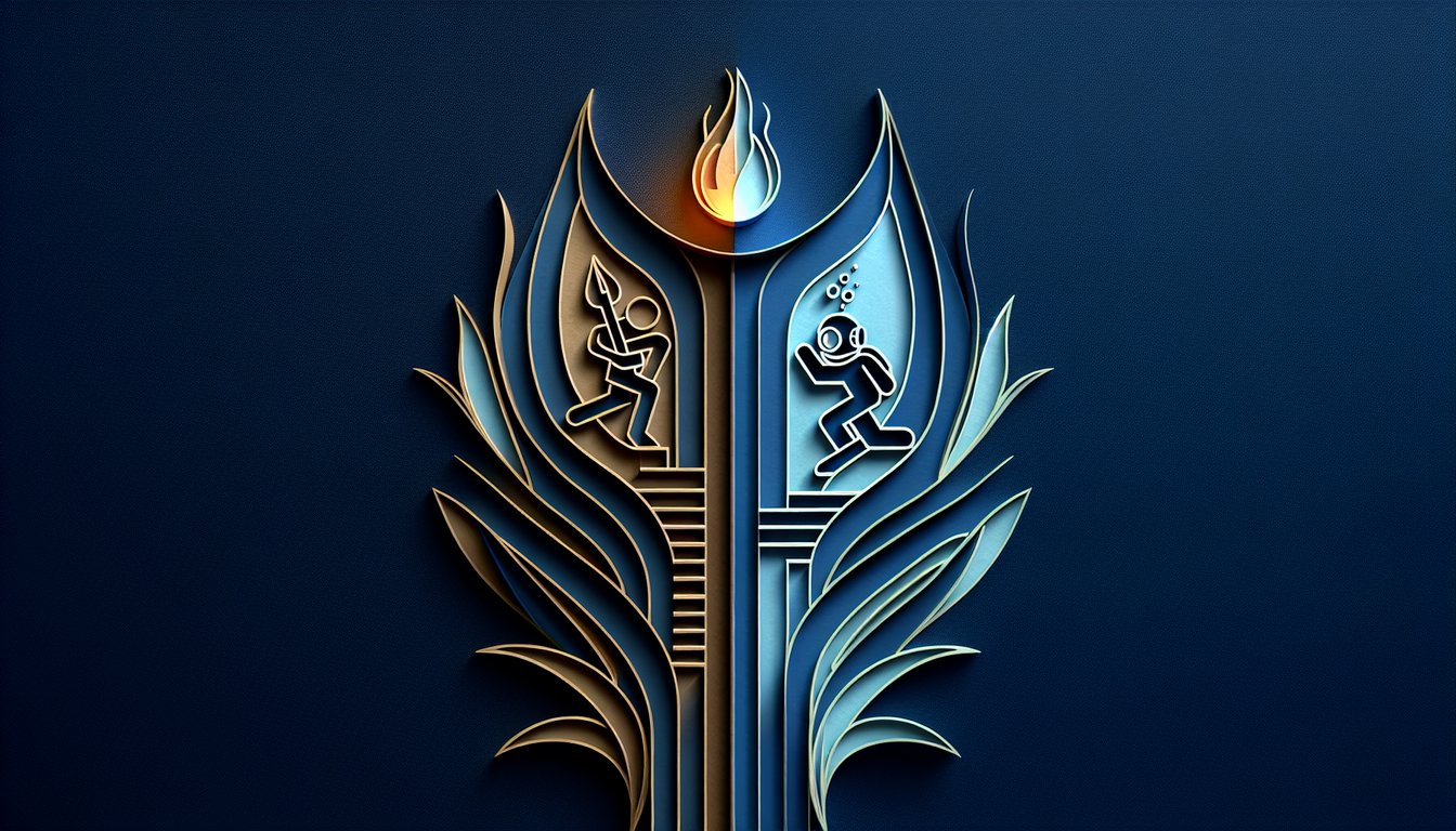 Paper art illustration for quiz about Team Conrad or Jeremiah on a dark blue background