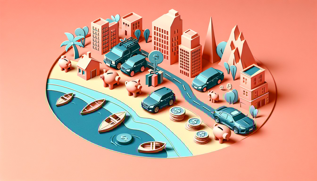 Paper art illustration for SUV quiz on coral background