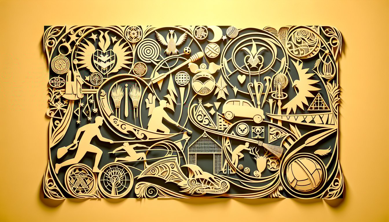 Paper art quiz illustration about discovering suitable quidditch position on a golden yellow background
