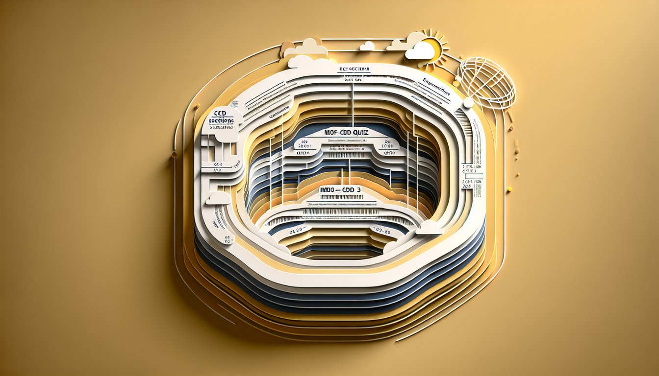 Paper art illustration for CDC 2AX7X UREs Section 3 quiz on golden yellow background