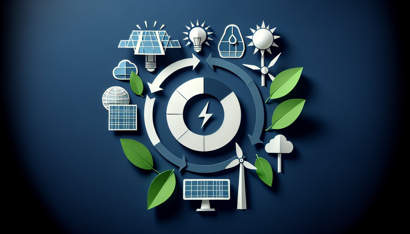 Colorful paper art promoting a trivia quiz on energy conservation for high school students.