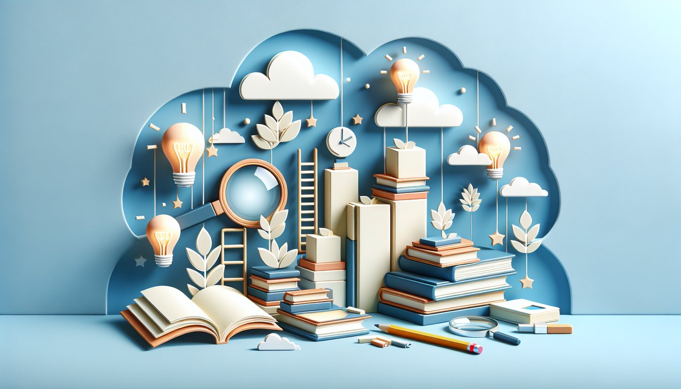 Paper art illustration showing C1 vocabulary quiz challenging advanced English speakers to fill gaps on sky blue background