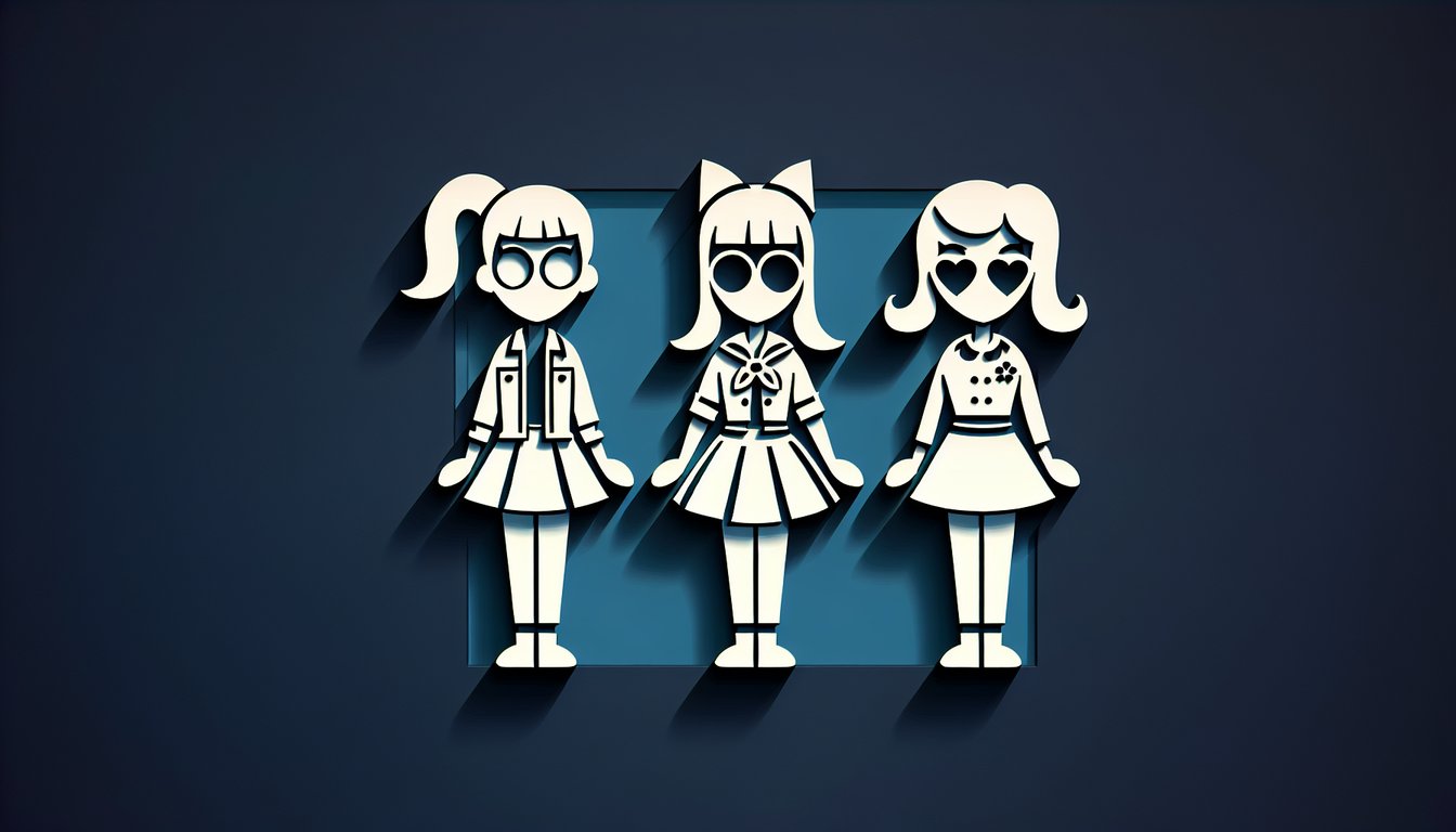 Paper art illustration for a Babysitters Club character quiz on a dark blue background