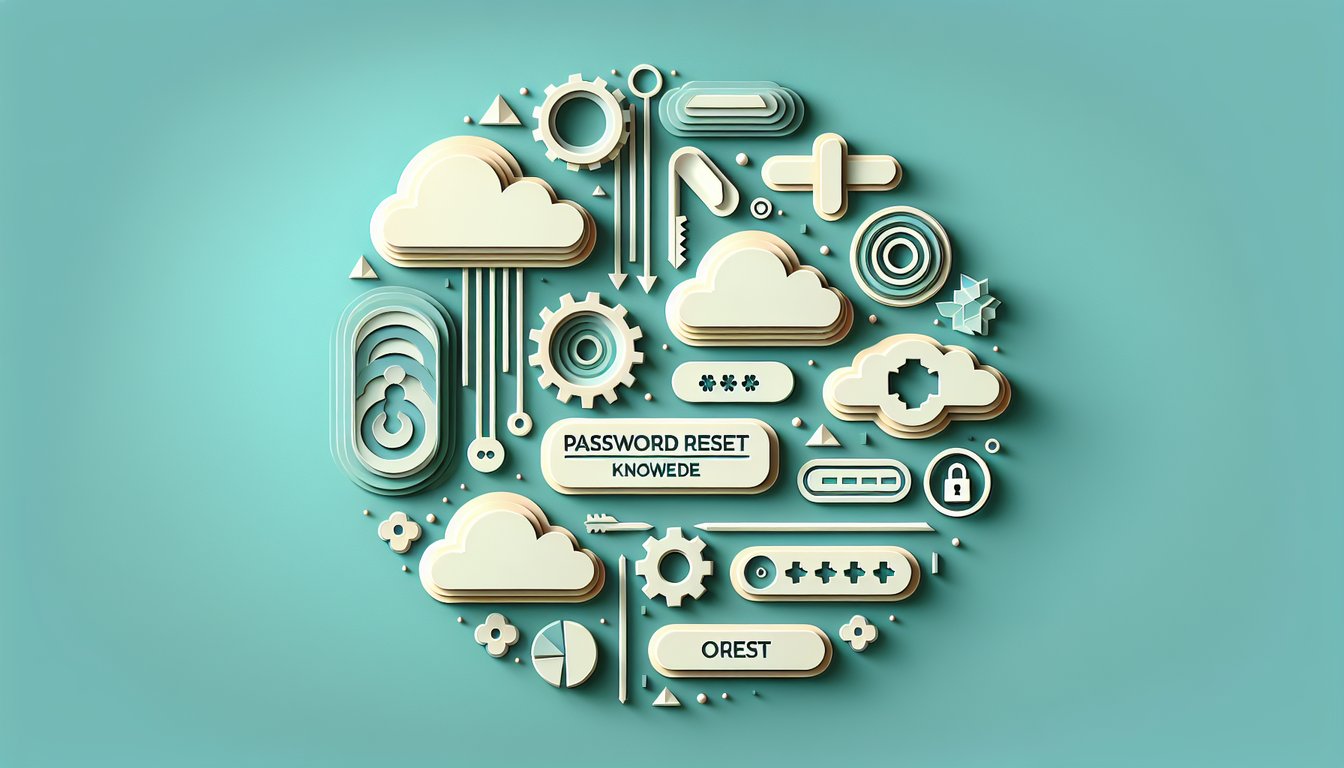 Paper art illustration with lock key and database icons and quiz text about okta oracle password resets on teal background