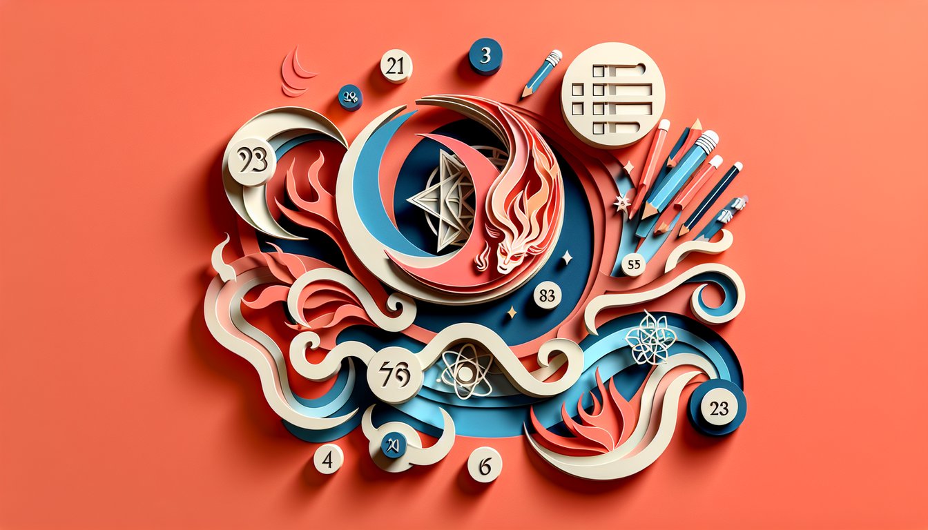 Paper art illustration for Demon Slayer quiz to find out your Upper Moon persona on coral background