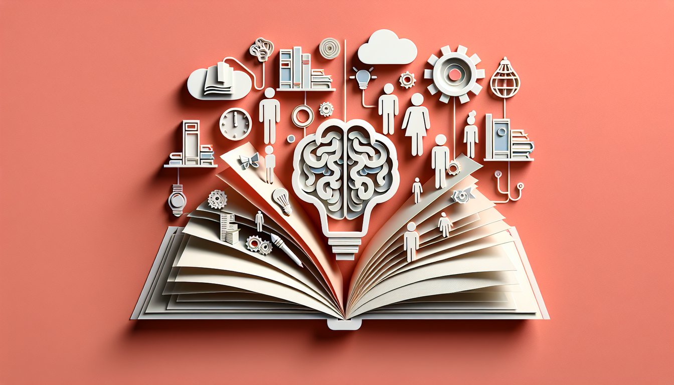 Paper art illustration for quiz on gifted student traits on a coral background