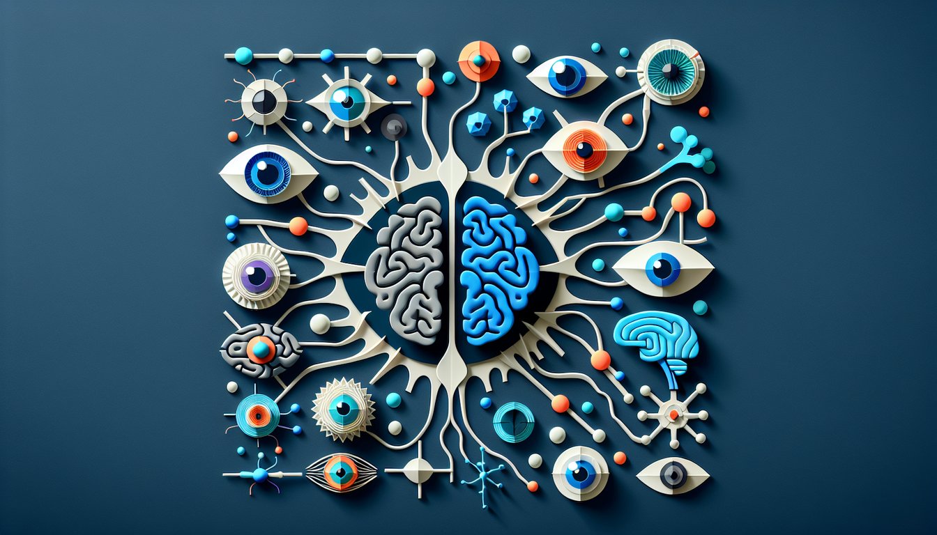 Colorful paper art depicting brain and eyes for Neuroanatomy Visual Pathways Quiz.