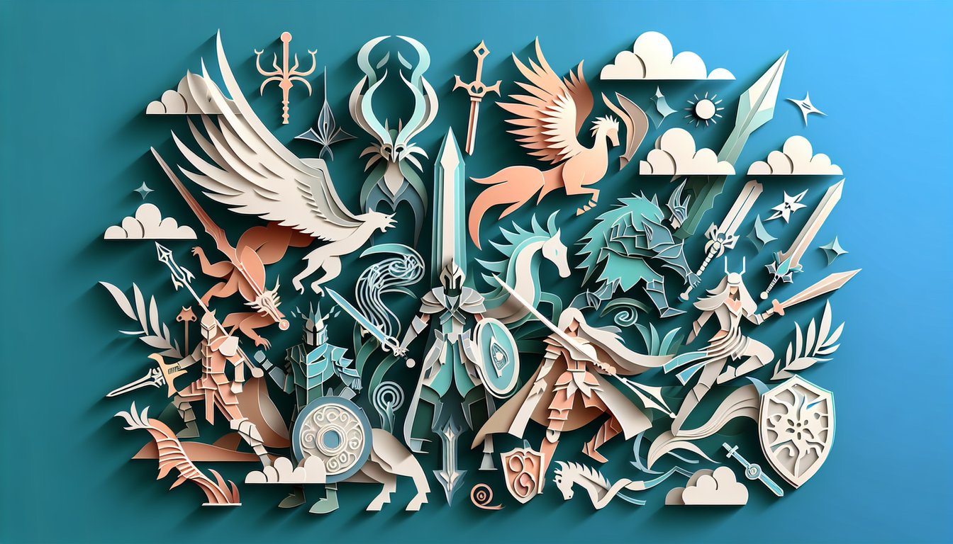 Demon Slayer Hashira personality quiz paper art illustration on a teal background